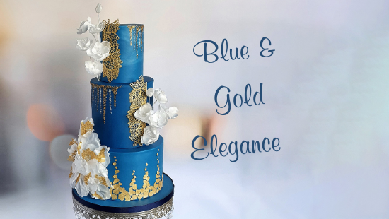 Lace & Blue Wedding Cakes 3 tier - Eve's Cakes